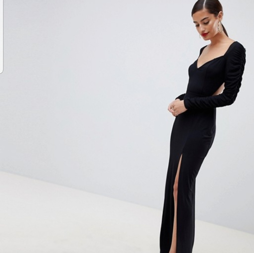 ASOS DESIGN ruched sleeve open back sweetheart nec